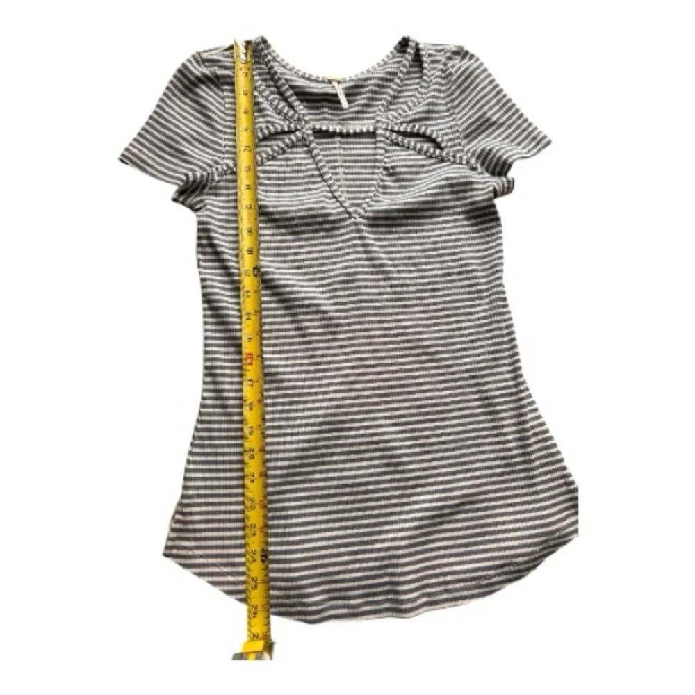 Free People Frenchie knit top with a striped pattern and cut-out neckline Large